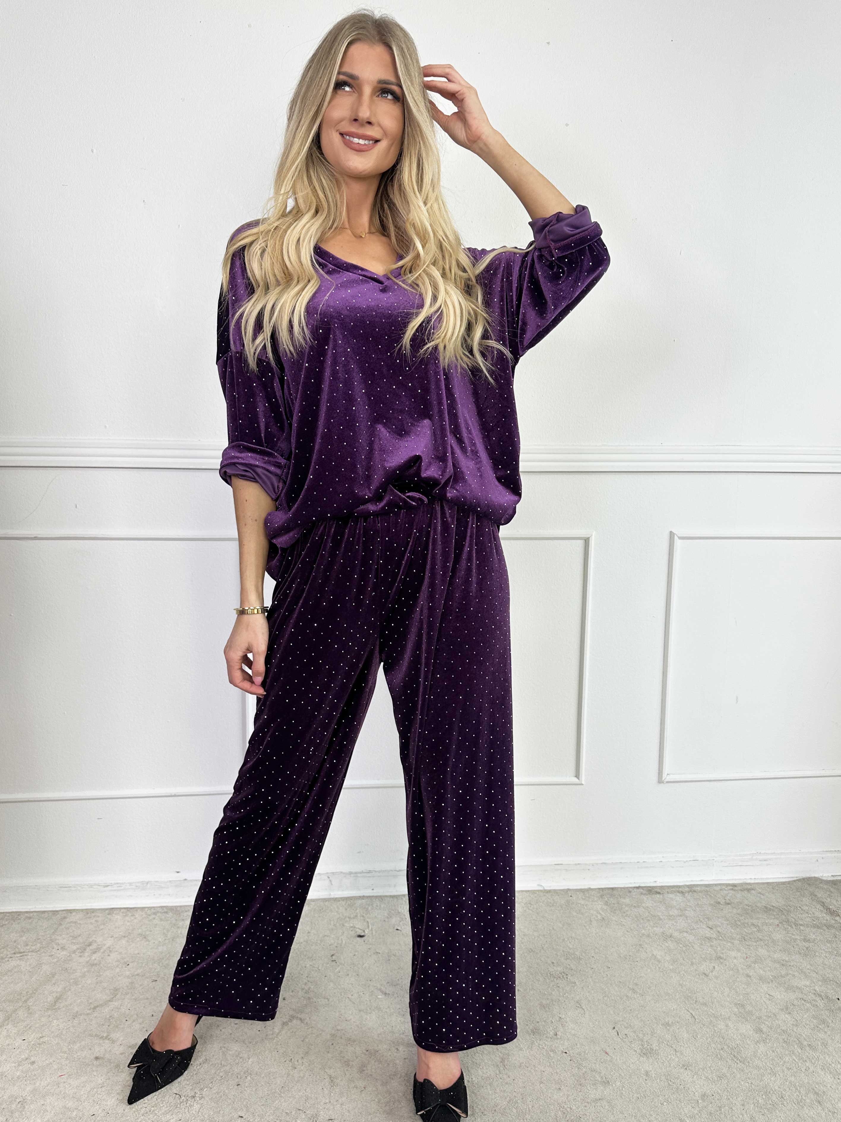 Sparkling - Mjukt set i velour med glittrande stenar